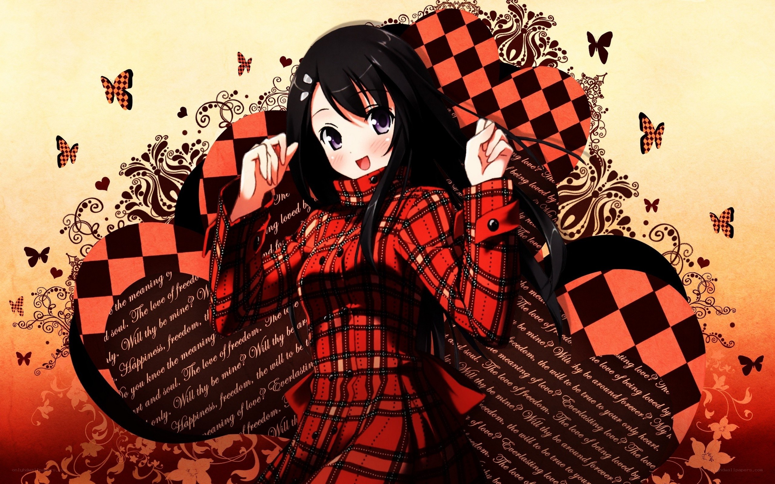 anime girl with hearts