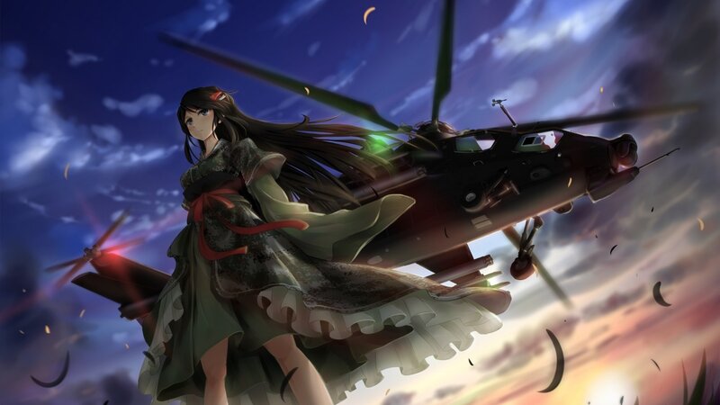 Anime Girl with Helicopter