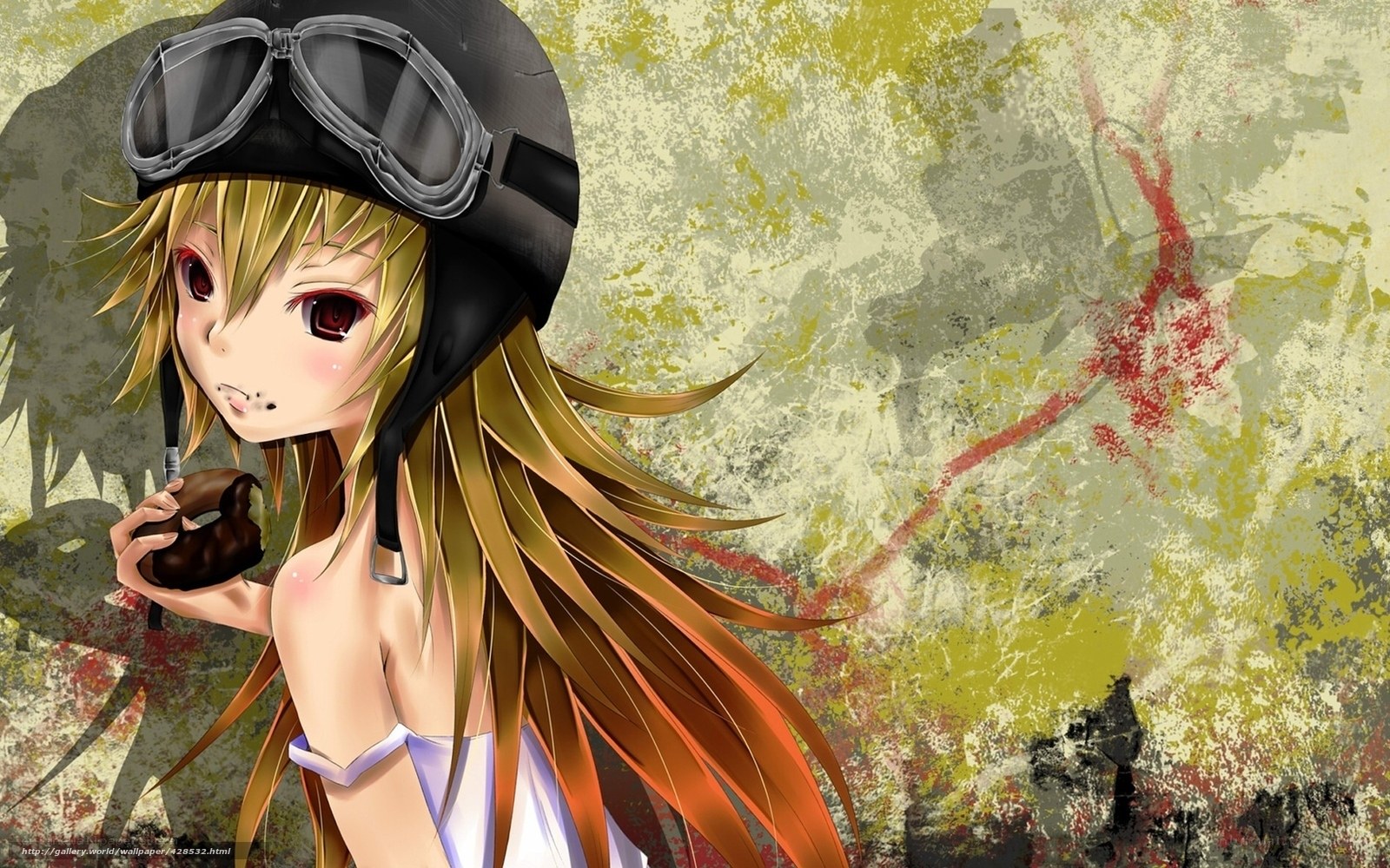 anime girl with helmet and donut