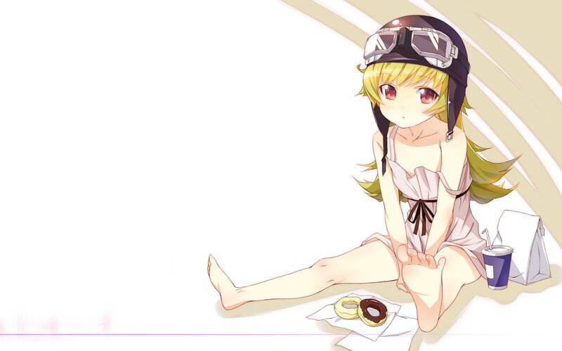 anime girl with helmet and donuts