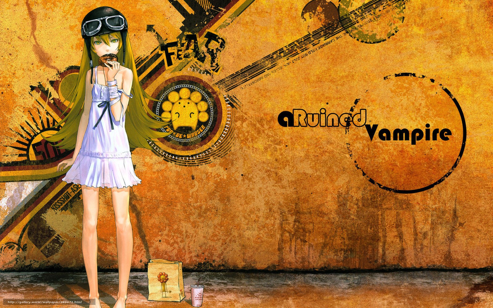 Anime girl with helmet and snack