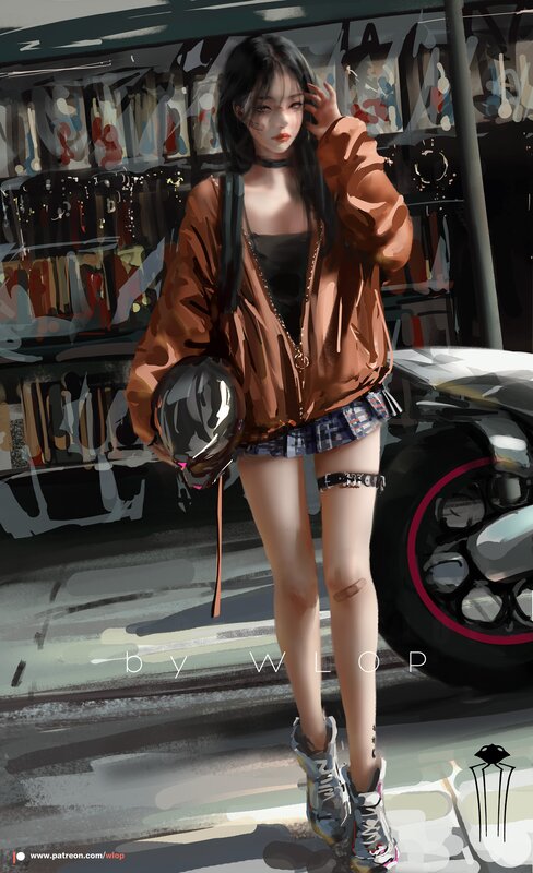 Anime Girl with Helmet — Brown
