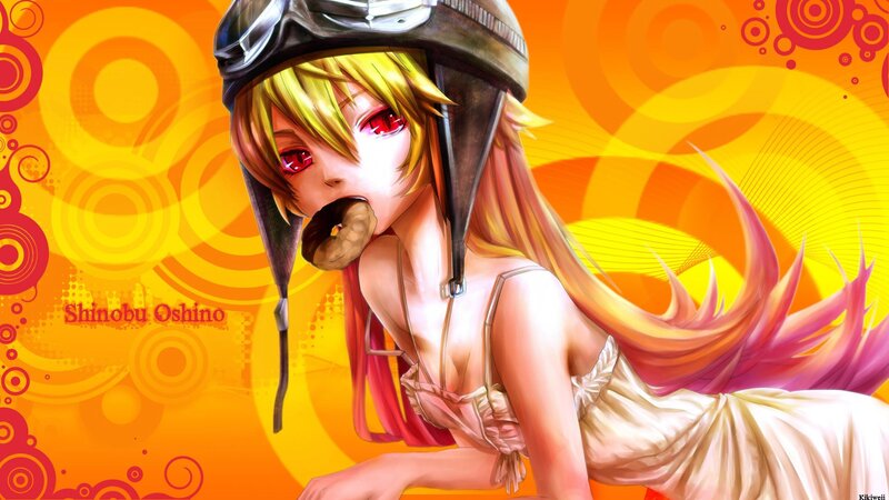 Anime Girl with Helmet — Orange, Vibrant
