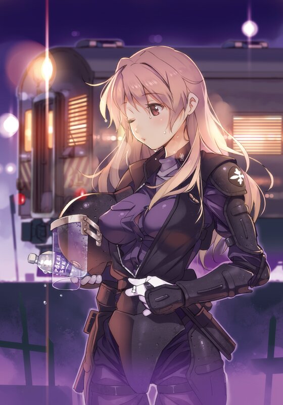 Anime Girl with Helmet — Purple, Dramatic