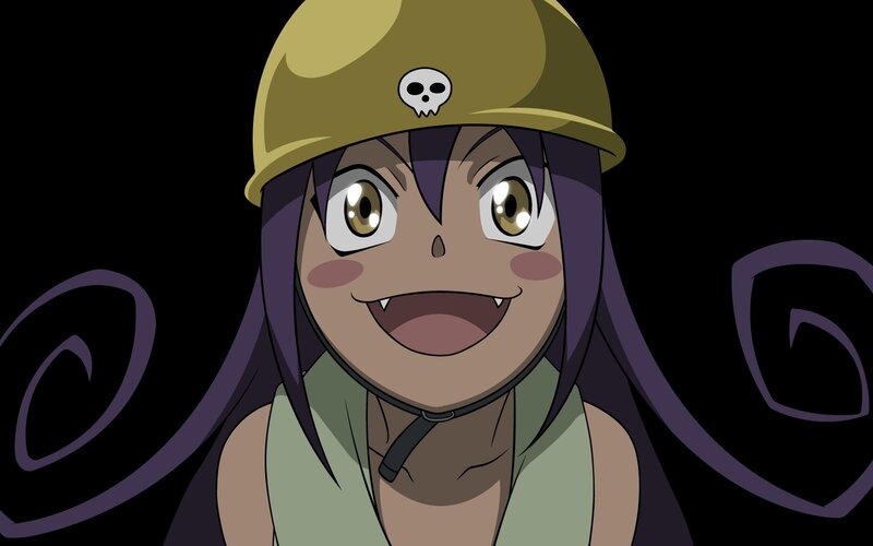 Anime Girl with Helmet — Purple, Playful, Skull Symbol
