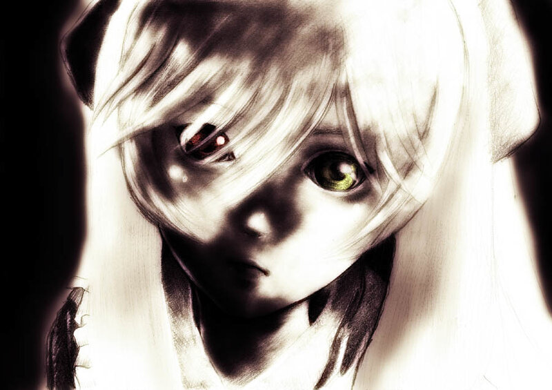 anime girl with heterochromia