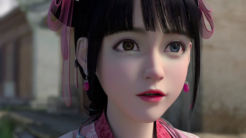 Anime Girl with Heterochromia — Black, Calm, Afternoon