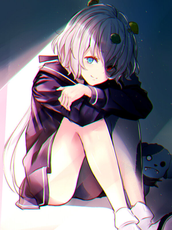 Anime Girl with Heterochromia — White, Dramatic