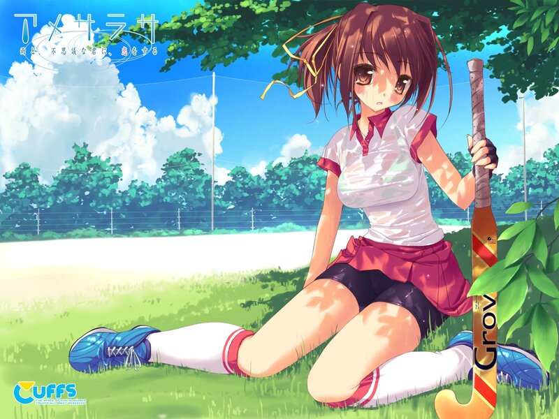 Anime girl with hockey stick