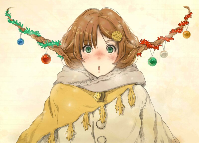 anime girl with holiday garland