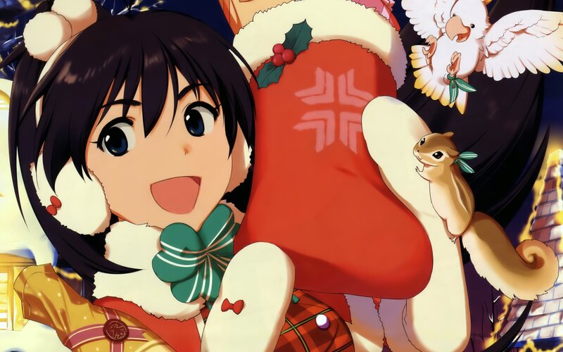 anime girl with holiday gift