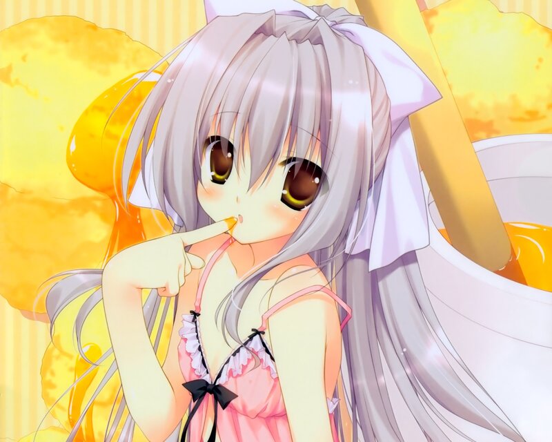anime girl with honey