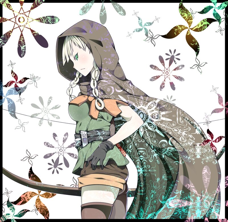 Anime Girl with Hood — Green