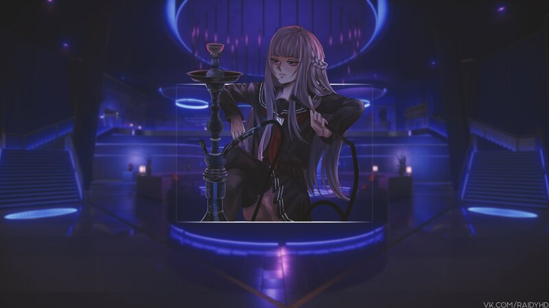 Anime Girl with Hookah — Purple