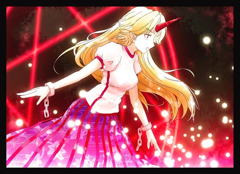 anime girl with horn and chains
