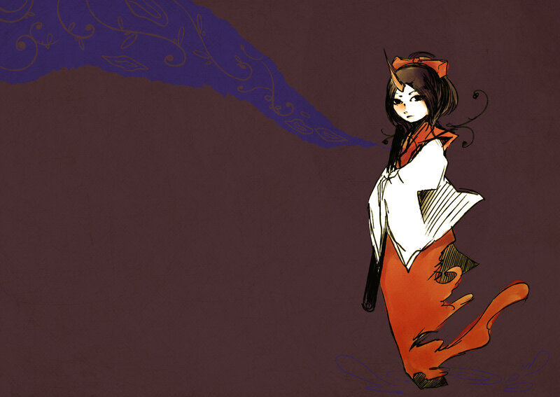 anime girl with horn