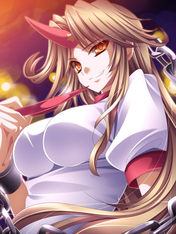 anime girl with horns and chains