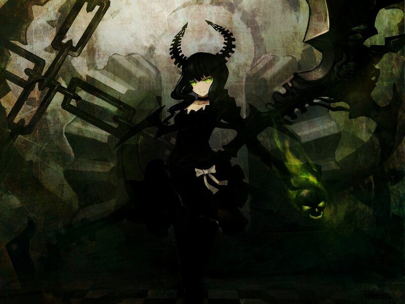 Anime Girl with Horns — Black, Dark, Dramatic