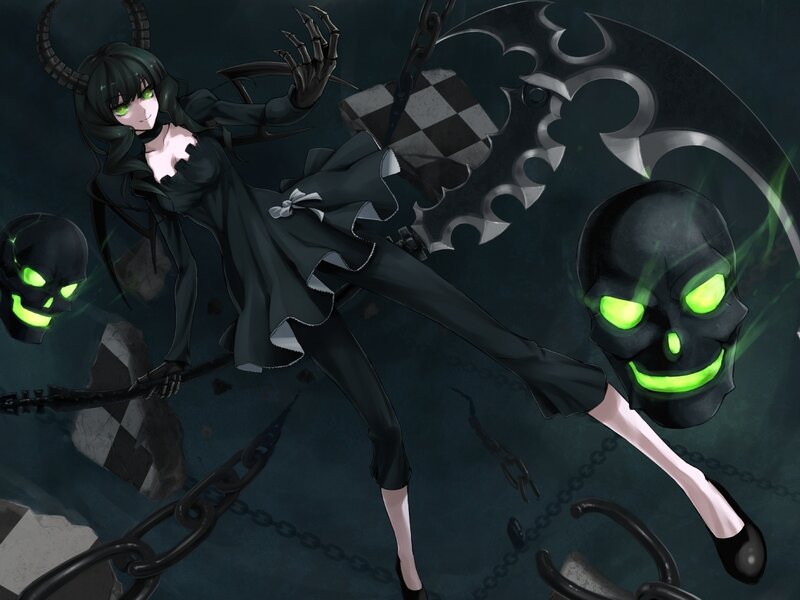Anime Girl with Horns — Black, Dark