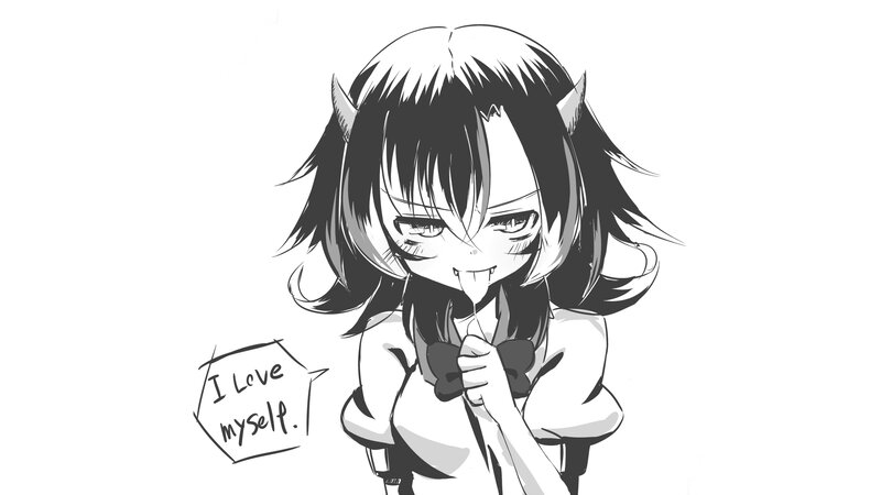 Anime Girl with Horns — Black, Playful, Manga