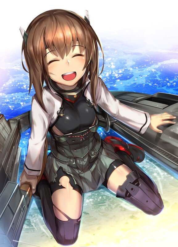 Anime Girl with Horns — Blue, Joyful