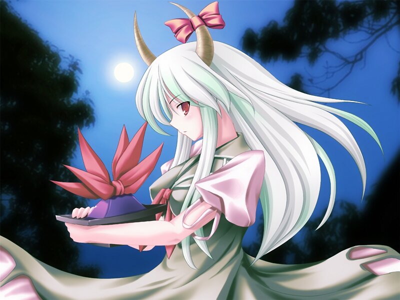 Anime Girl with Horns — Blue, Serene