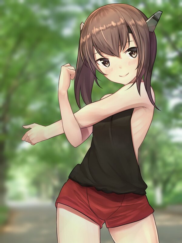 Anime Girl with Horns — Brown, Playful