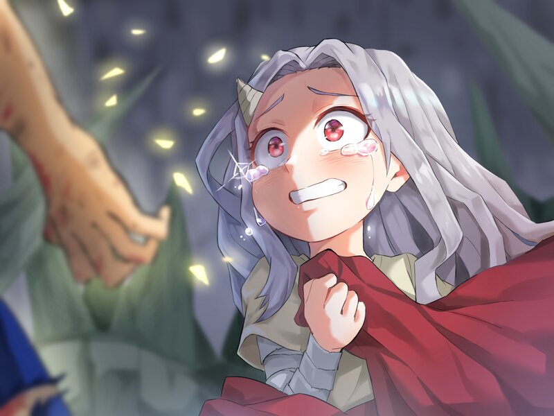 Anime Girl with Horns — Gray, Dramatic, Night