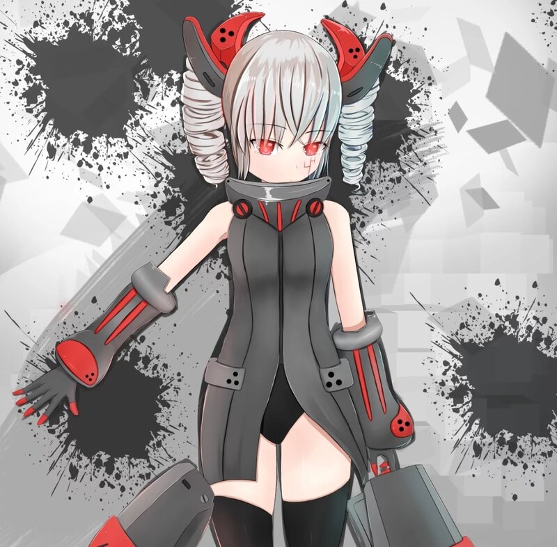 Anime Girl with Horns — Gray, Dramatic