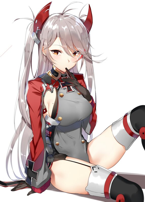 Anime Girl with Horns — Gray, Seductive