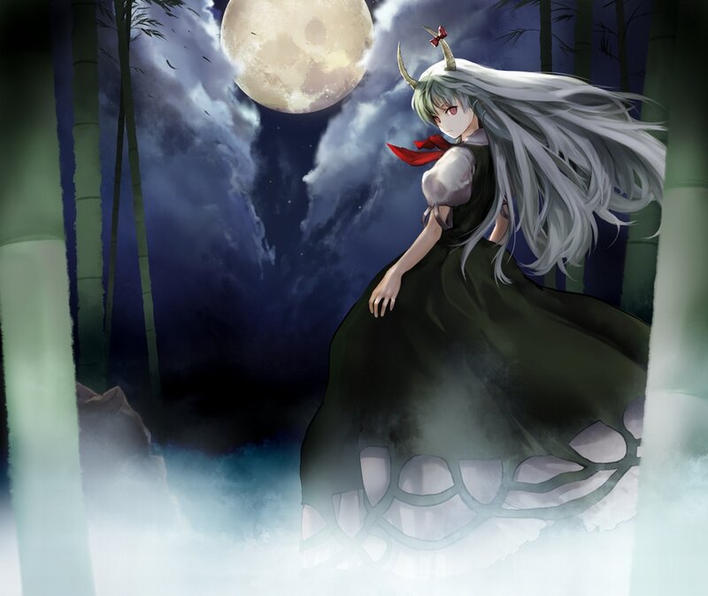 Anime Girl with Horns — Green