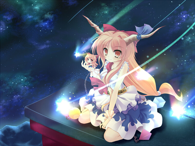 Anime girl with horns in space