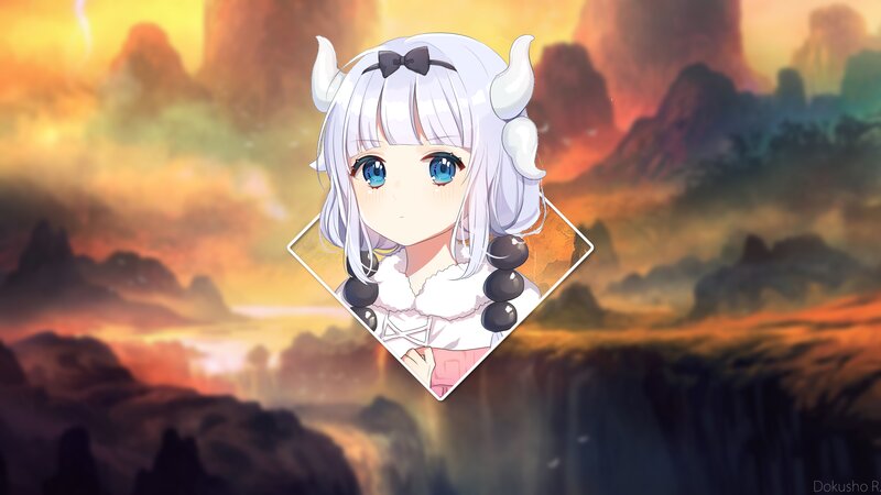 Anime Girl with Horns — Orange, Dramatic, Sunset, Digital Art, Blue Eyes