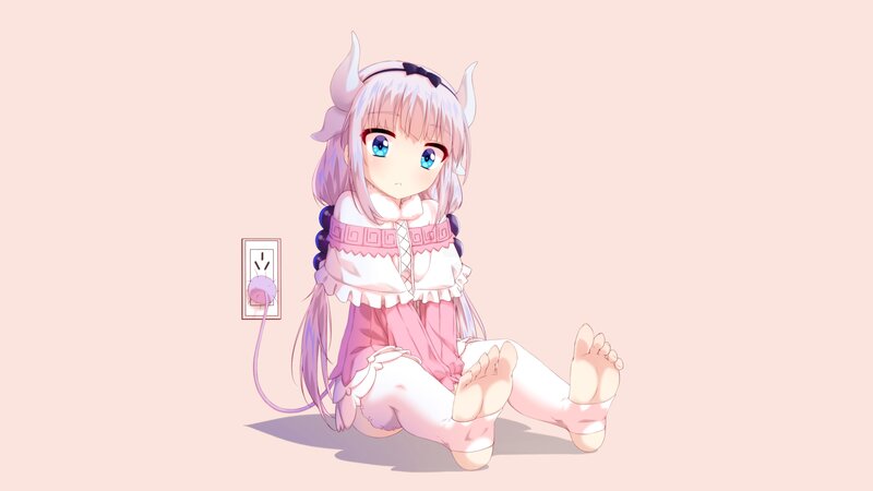 Anime Girl with Horns — Pink, Calm, Digital Art