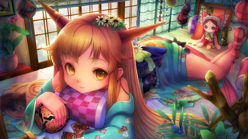 Anime Girl with Horns — Pink, Calm
