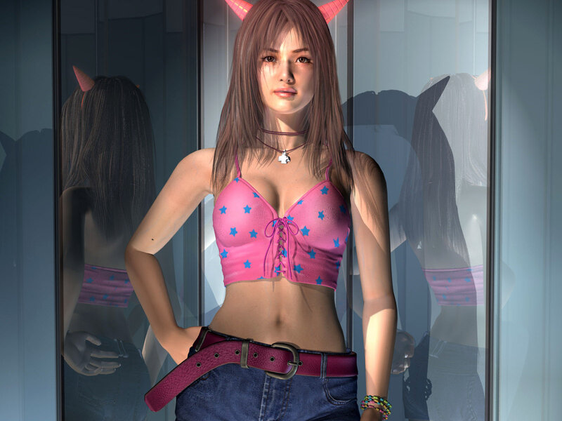 Anime Girl with Horns — Pink, Neutral