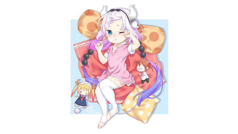 Anime Girl with Horns — Pink, Playful, Digital Art, Pillows