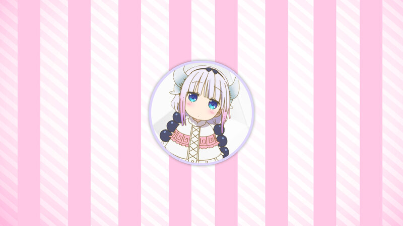 Anime Girl with Horns — Pink, Playful, Striped Background