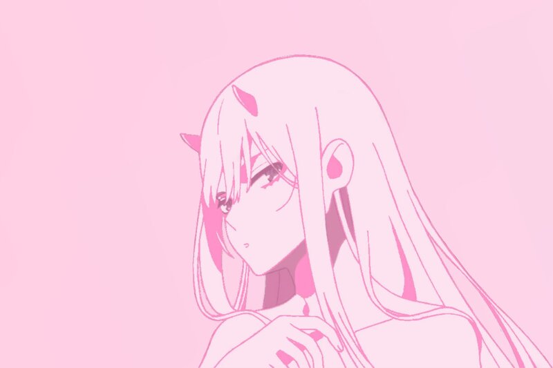 Anime Girl with Horns — Pink, Serene, Long Hair