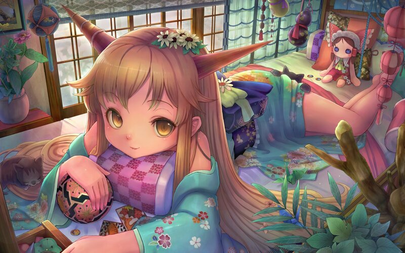 Anime Girl with Horns — Pink
