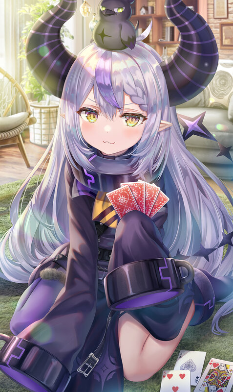 Anime Girl with Horns — Purple, Calm, Afternoon