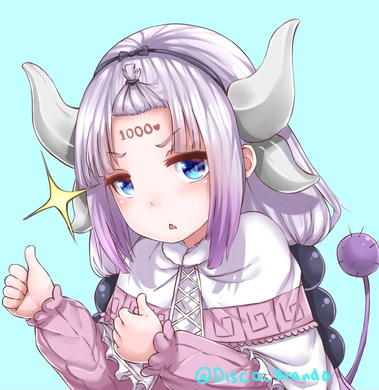Anime Girl with Horns — Purple, Playful, Digital Art