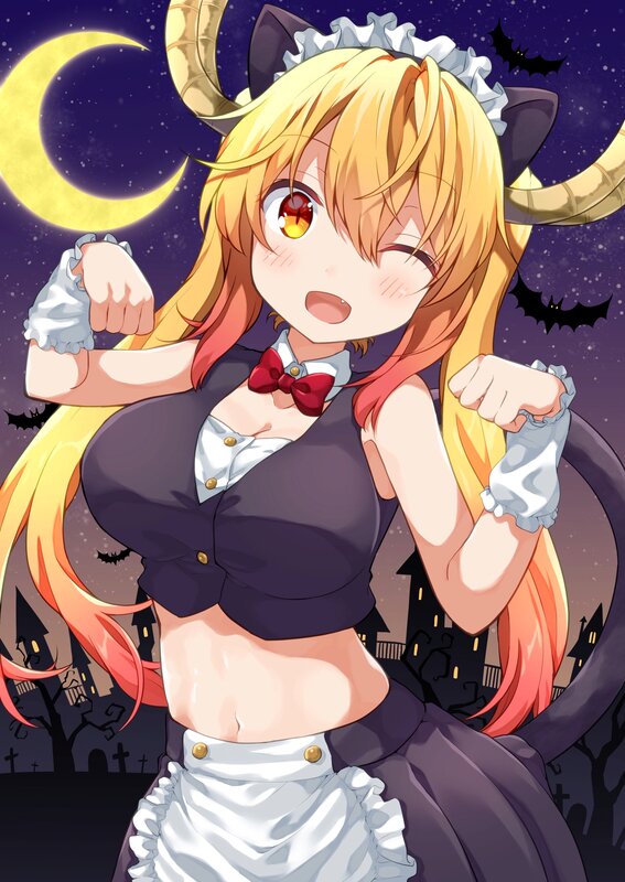Anime Girl with Horns — Purple, Playful, Night