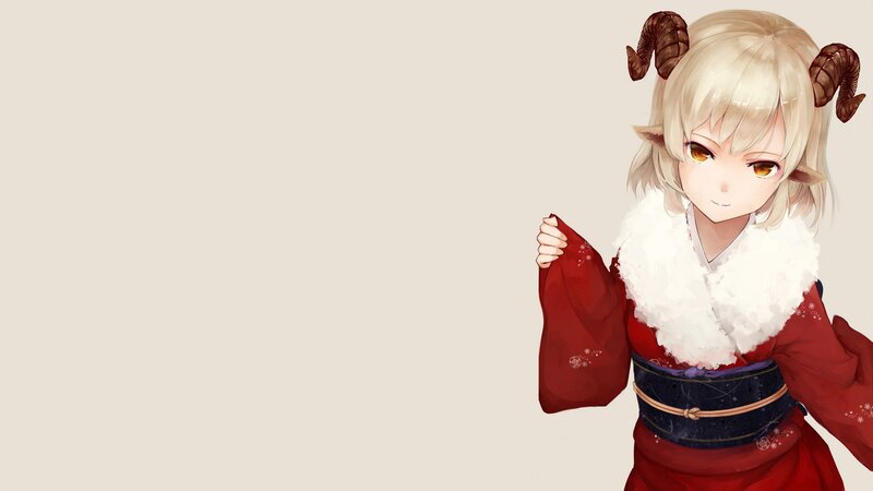 Anime Girl with Horns — Red, Calm