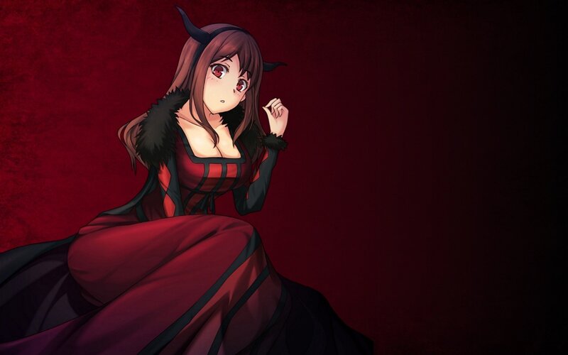 Anime Girl with Horns — Red, Dramatic