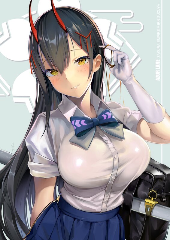 Anime Girl with Horns — White, Calm, Digital Art, School Uniform