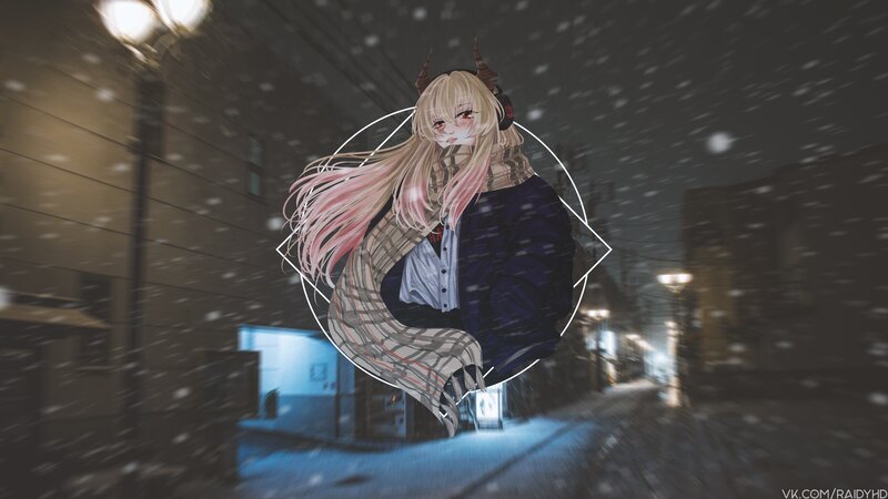 Anime Girl with Horns — White, Cold