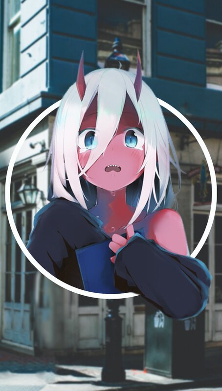 Anime Girl with Horns — White, Dramatic, Afternoon