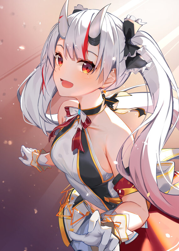 Anime Girl with Horns — White, Dramatic, Digital Art, Long Hair