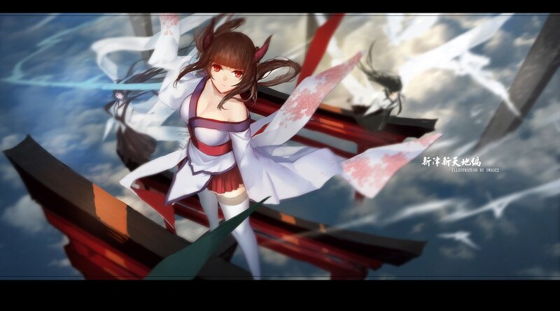 Anime Girl with Horns — White, Dramatic, Digital Art